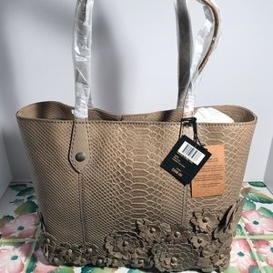 Frye Melissa floral tote in Dove.